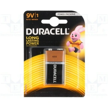 Battery: alkaline; 6F22; 9V; non-rechargeable; 1pc