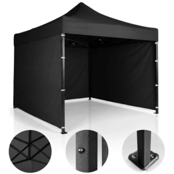 Dārza paviljons ar 3 sienām, 3 x 3 m, melns, Plono