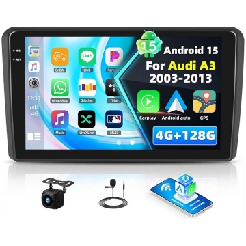 4+128G Autoradio Android 15 für Audi A3 2003-2013,