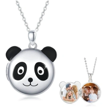 Lokets ķēdes sudraba 925 Panda Locket Bērnu Locket