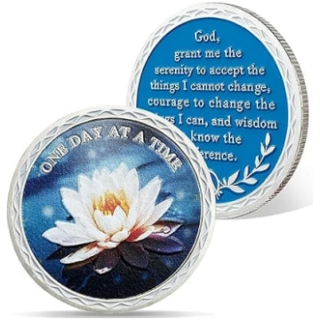 AtSKnSK Lotus Flower Sobriety Coin Butterfly Coins