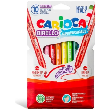 Flomasteri CARIOCA Birello divpusējie 10 krāsas (2