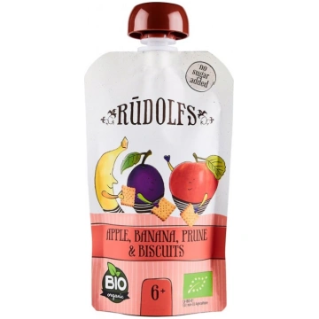 Rūdolfs BIO ābolu-banānu-žāvētu plūmju biezenis ar