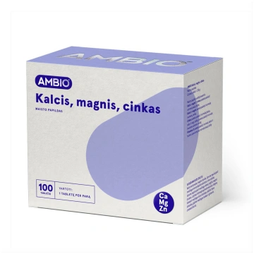 AMBIO kalcijs, magnijs, cinks, 100 tabletes Limedi