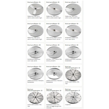Vegetable cutter discs for shoestring cutting suit