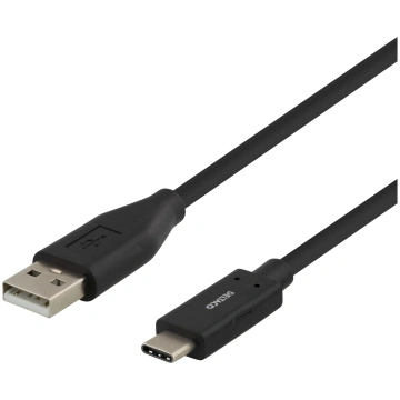 DELTACO USB-C uz USB-A kabeli 2m 3A USB 2.0 melns 