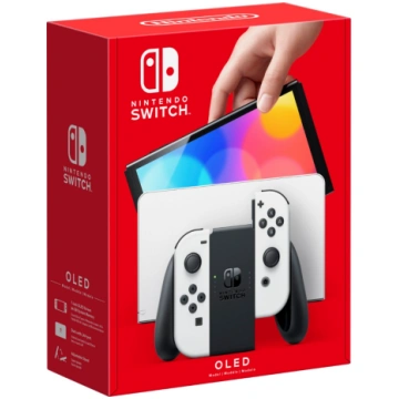 Nintendo Switch OLED konsole (ar balta Joy-Con)