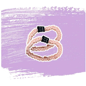 Satin Scrunchie Set, Slim, Pink Bouclès bandeau