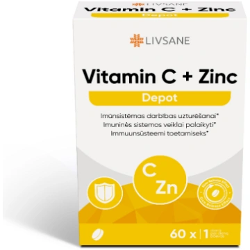LIVSANE Vitamin C + Zinc Depot tabletes N60