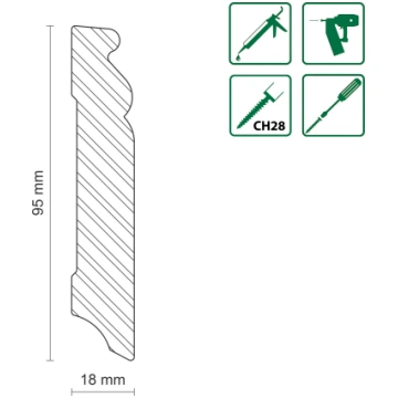 Grīdlīste Domoletti 559259, 2400 cm x 9.5 cm x 1.8
