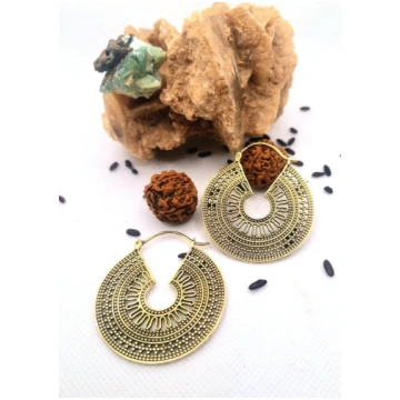 "Maya Sun" Earrings - Tribal hoops with an ancestr