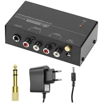 QWORK Phono Preamplifier, DC 12V Stereo Amplifier 