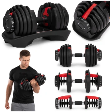 Movepro regulējama čuguna hantele ar paliktni, 2.5