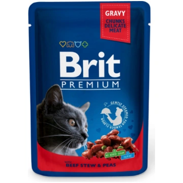 Mitrā kaķu barība Brit Premium Beef Stew & Peas, d