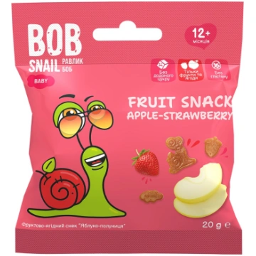 Ābolu un zemeņu uzkoda BOB SNAIL, 20g - 450-27783