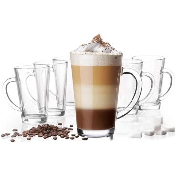 PLATINUX Latte Macchiato glāzes ar stikla rokturi