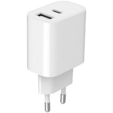 Lādētājs Gembird USB Type-C + USB Type-A White (TA