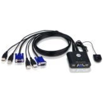 Aten 2-Port USB VGA Cable KVM Switch with Remote P