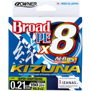 PĪTAS AUKLAS OWNER BROAD PE KIZUNA 8X FLUO 0,12mm