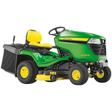 John Deere X350R dārza traktors ar zāles savācēju