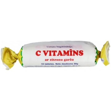 C Vitamīns ar citronu garšu, 10 tabletes