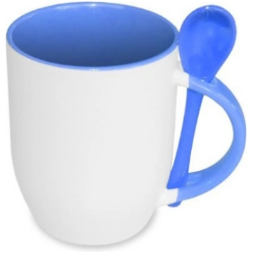 Sublimācijas krūze JS-Coating with spoon light blu