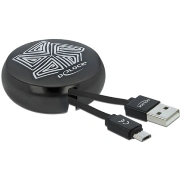 Delock USB Retractable Cable Type-A to Micro-B bla