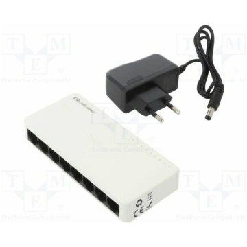 Switch Ethernet; DC socket,RJ45 socket x8; white; 