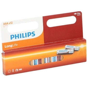 AAA ilgmūžīgas baterijas Philips komplektā 12 gaba