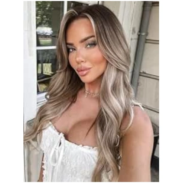 STYLE ICON Blond gara viļņaina parūka sievietēm, 2