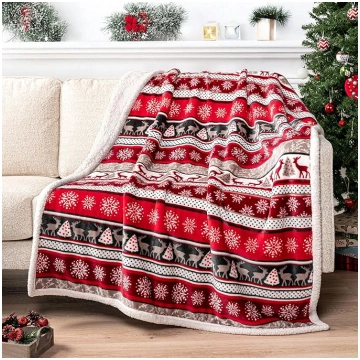 PAVILIA Premium Christmas Sherpa Throw Blanket Zie