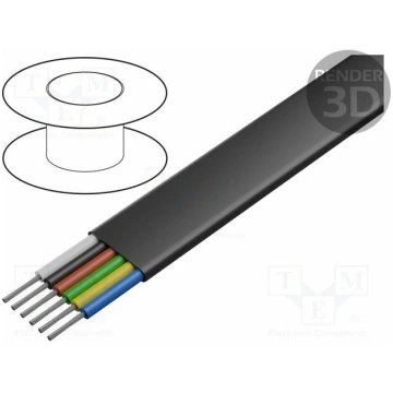 Wire; 6x26AWG; CCA; stranded; black; 100m; flat | 