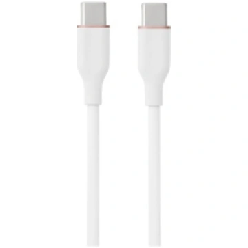 Silicone Cable USB Type-C - Type-C, 100W, (white, 