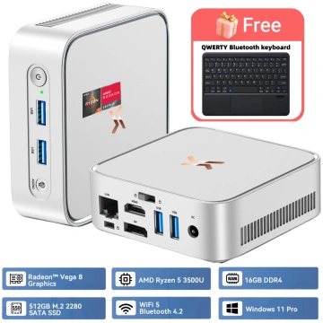 HUIDUN H80 3500U Ar tastatūru QWERTY Mini PC ar AM