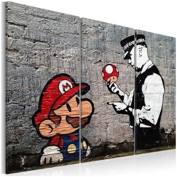Kanva - Super Mario sēņu policists, Banksy (x 3) -