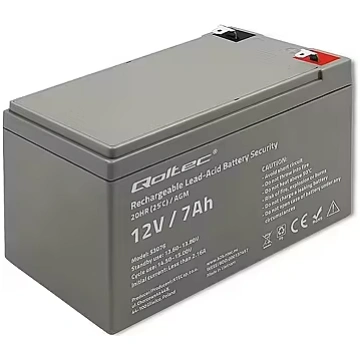 Qoltec AGM battery 12V 7Ah, max. 105A, Securit (53