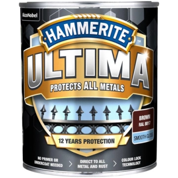 Krāsa metālam HAMMERITE ULTIMA SMOOTH spīdīga, brū