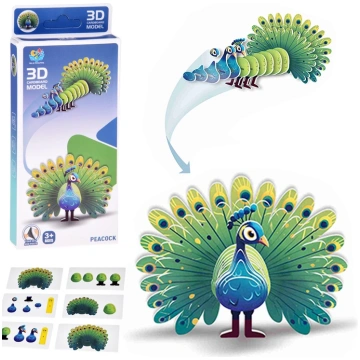 3D puzzle cardboard model colorful PEACOCK do it y