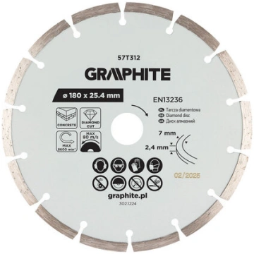 Dimanta griešanas disks 180 mm betonam, ķieģeļiem,