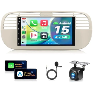 4G + 64G auto radio Android 15 Fiat 500 2007-2015,
