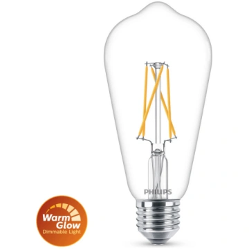 Philips Warmglow E27 LED lampa Rustika 5,9W caursp
