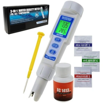 3-in-1 pH/EC/temperatūras mērītājs ar ATC, ūdensiz