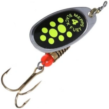 Vizulis Mepps Black Fury 4 Silver/ Chartreuse Dot 