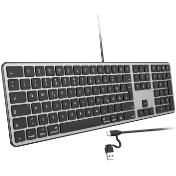 OMOTON Mac klaviatūra ar ciparu bloku, klaviatūras