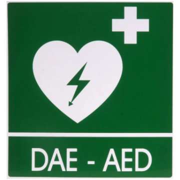 DAE-AED alumīnija zīme 29x36 cm defibrilatoriem