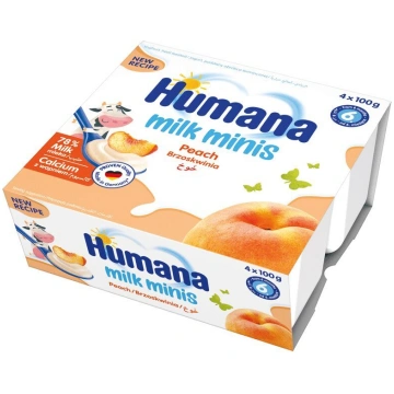 Humana Milk Minis jogurta deserts ar persikiem 400