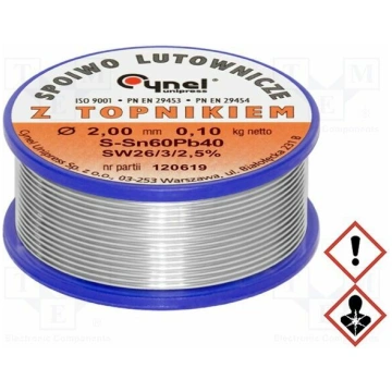 Tin; lead-based; Sn60Pb40; 2mm; 100g; reel; 190°C;