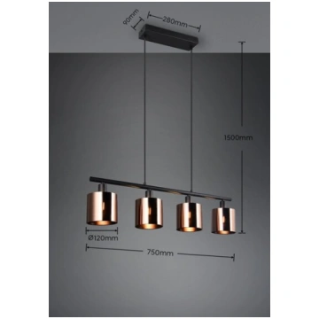 Piekaramā lampa Reality Jason, brūna, R36304064