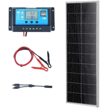 100W monokristālisks saules panelis 12 V + uzlādes