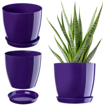 Puķu pods ar plastmasas vāku Puķu pods 28cm Violet